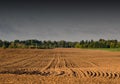 Plowed autumn farm field landscape Royalty Free Stock Photo