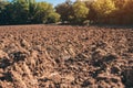 Plowed farm field in autumn Royalty Free Stock Photo