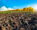 Plowed farm field