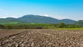 Plowed farm fields