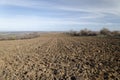 Plowed field in the autumn time Royalty Free Stock Photo