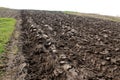 Plowed field with Ukrainian chernozem. Royalty Free Stock Photo