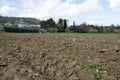 Plowed land. Rural landscape. Natural agricultural setting Royalty Free Stock Photo