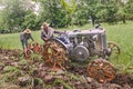 Plowing with an old tractor