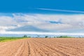 Plowing, tillage, picking, tillage, planting, cultivation, for agriculture area with the blue sky cloud and