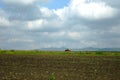 plowman on a tractor in the distance