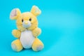 Pluche toy mouse on a blue background Royalty Free Stock Photo