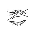 Plucking eyebrows with a thread color line icon. Pictogram for web page, mobile app, promo. Royalty Free Stock Photo