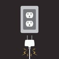 Plugging into a wall electrical outlet socket vector illustration graphic background