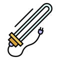 Plug electric heater icon color outline vector