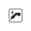 Plug-in electric vehicle charging line icon, EV Charging station sign