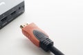 Plug in HDMI cable of device Royalty Free Stock Photo