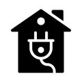 Plug house vector glyph flat icon Royalty Free Stock Photo