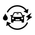 Plug-in Hybrid Car Icon. Hybrid Electric Vehicle Illustration. HEV Icons Royalty Free Stock Photo