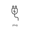 plug icon. Trendy modern flat linear vector plug icon on white b