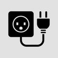Plug socket with cable solid icon for home power extension Royalty Free Stock Photo