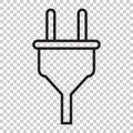 Plug vector icon in line style. Power wire cable flat illustration. Royalty Free Stock Photo