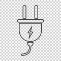 Plug vector icon in line style. Power wire cable flat illustration. Royalty Free Stock Photo