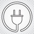 Plug vector icon in line style. Power wire cable flat illustration. Simple business concept pictogram on isolated background. Royalty Free Stock Photo