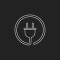 Plug vector icon in line style. Power wire cable flat illustration Royalty Free Stock Photo