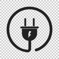 Plug vector icon. Power wire cable flat illustration Royalty Free Stock Photo