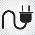 Plug vector icon. Power wire cable flat illustration. Simple bus Royalty Free Stock Photo