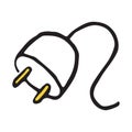 Plug with wire hand drawn outline doodle icon Royalty Free Stock Photo