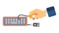 Plugging Charging Cable into Keyboard, Power Connection, vector design Generative AI Royalty Free Stock Photo