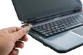 Plugging removable flash disk memory into laptop