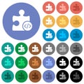 Plugin programming round flat multi colored icons