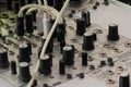 Plugs and knobs - modular synthesizer, analogue synth closeup Royalty Free Stock Photo