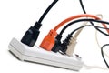 Plugs in a power strip Royalty Free Stock Photo