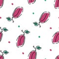 Plum abstract seamless hand-drawn pattern. Vector background.