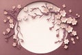 Plum blossom flowers, decorative background with copy space illustrated vintage style. Generative AI