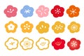 Plum blossoms and cherry blossoms icon set