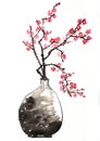 Plum Blossoms In A Vase Illustration 