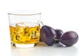 Plum brandy and plums. Slivovitz. Royalty Free Stock Photo