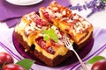 Plum cake with almonds Royalty Free Stock Photo