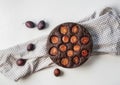 Plum cake with chocolate. Pretty food