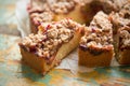Plum cake with crumble & cinnamon Royalty Free Stock Photo