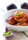 Plum compote in bowl