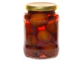 Plum compote in a glass jar Royalty Free Stock Photo