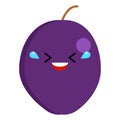 Plum emoji rolling on the floor laughing vector illustration