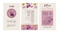 Plum event agency banners. Template with hand drawn plums.