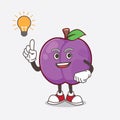 Plum Fruit cartoon mascot character get an idea Royalty Free Stock Photo