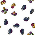 plum fruit green red prune vector seamless pattern