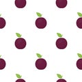 Plum icon cartoon. Singe fruit icon.