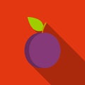 Plum icon flat. Singe fruit icon. Royalty Free Stock Photo