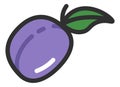 Plum icon. Purple fresh ripe fruit. Garden plant Royalty Free Stock Photo