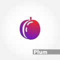 Plum isolated solid icon on white background